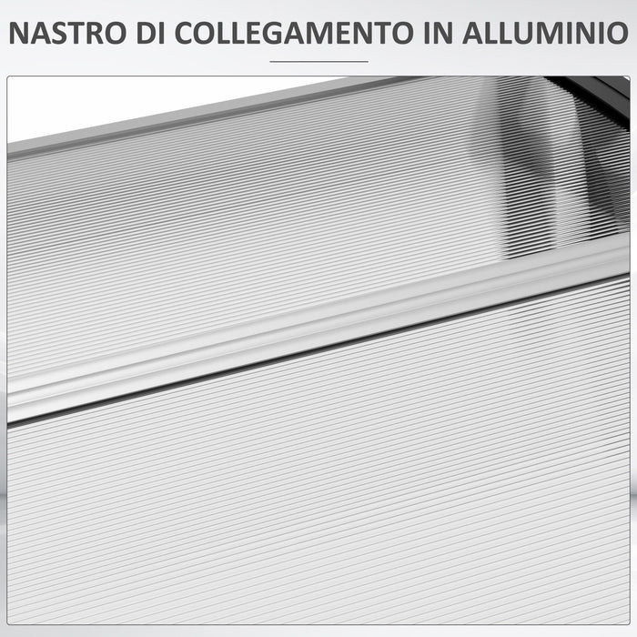 Tettoia in Policarbonato e Alluminio per Balconi 303x96x27 cm Finestre e Porte Nero e Trasparente