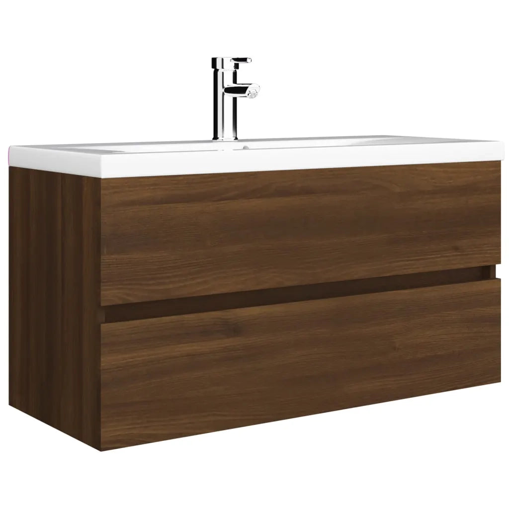 Mobile Lavabo Rovere Marrone 90x38,5x45 cm in Legno Multistrato 815656