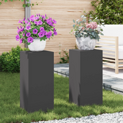 Supporti per Piante da Esterno Colonna 2 pz Nero 24x24x55 cm Acciaio