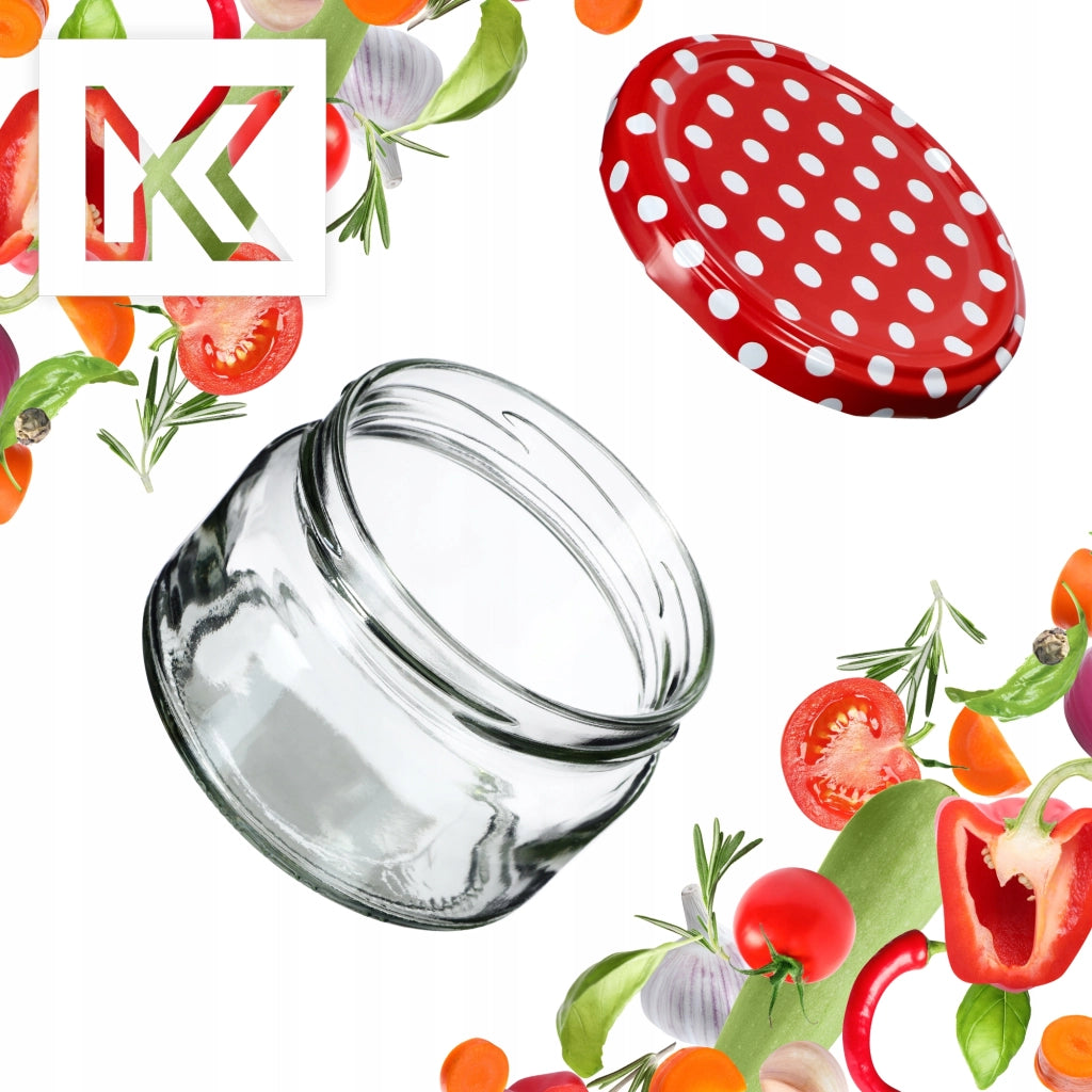 Barattoli per conserve KADAX Denia 250ml 50 pezzi 82mm + coperchio "Piselli rossi"