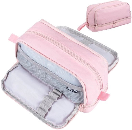 Etui con grande capacità, 4 compartimenti, contenitore per strumenti da disegno, portatile per ragazze, ragazzi e adulti