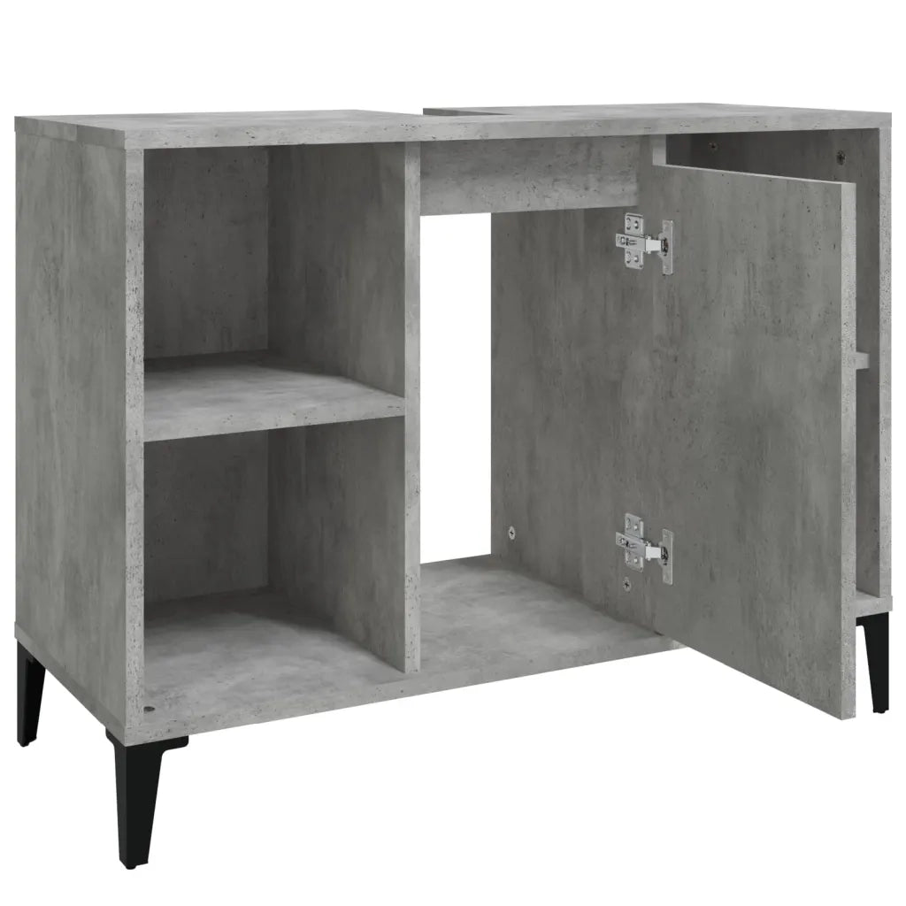 Mobile Lavabo-Armadietto da bagno Grigio Cemento 80x33x60 cm in Legno Multistrato 715624