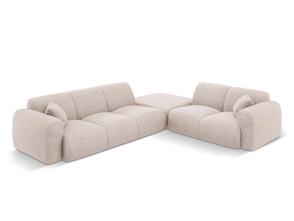 Cosmopolitan Design - Divano angolare destro "Nolio" 4 posti in ciniglia beige 