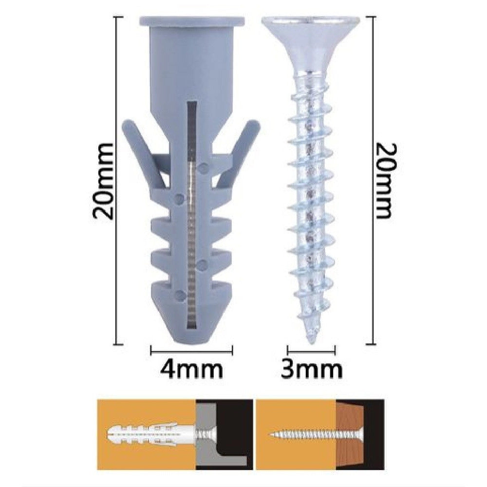 Trade Shop - Set 32 Pz Viti Vite Croce 3x20mm + Tasselli Con Alette Tassello M4 Fischer 57560 -
