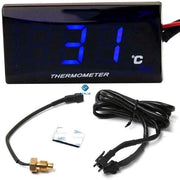 Termometro Digitale per Motocicletta - Display LED - Raggio di Misura 0-120°C - Montaggio Universale - Materiale Plastico - Avviso di Alte Temperature