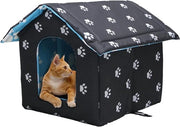 Casa per gatti all'aperto - Resistente al freddo, impermeabile e calda - Ripiegabile con cuscino rimovibile