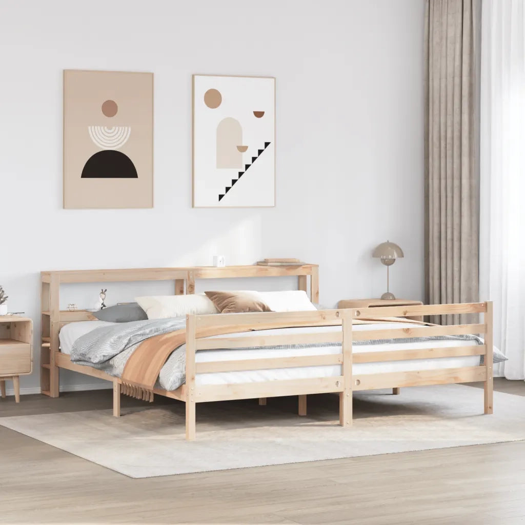 Giroletto con Testiera 200x200 cm in Legno Massello di Pino
