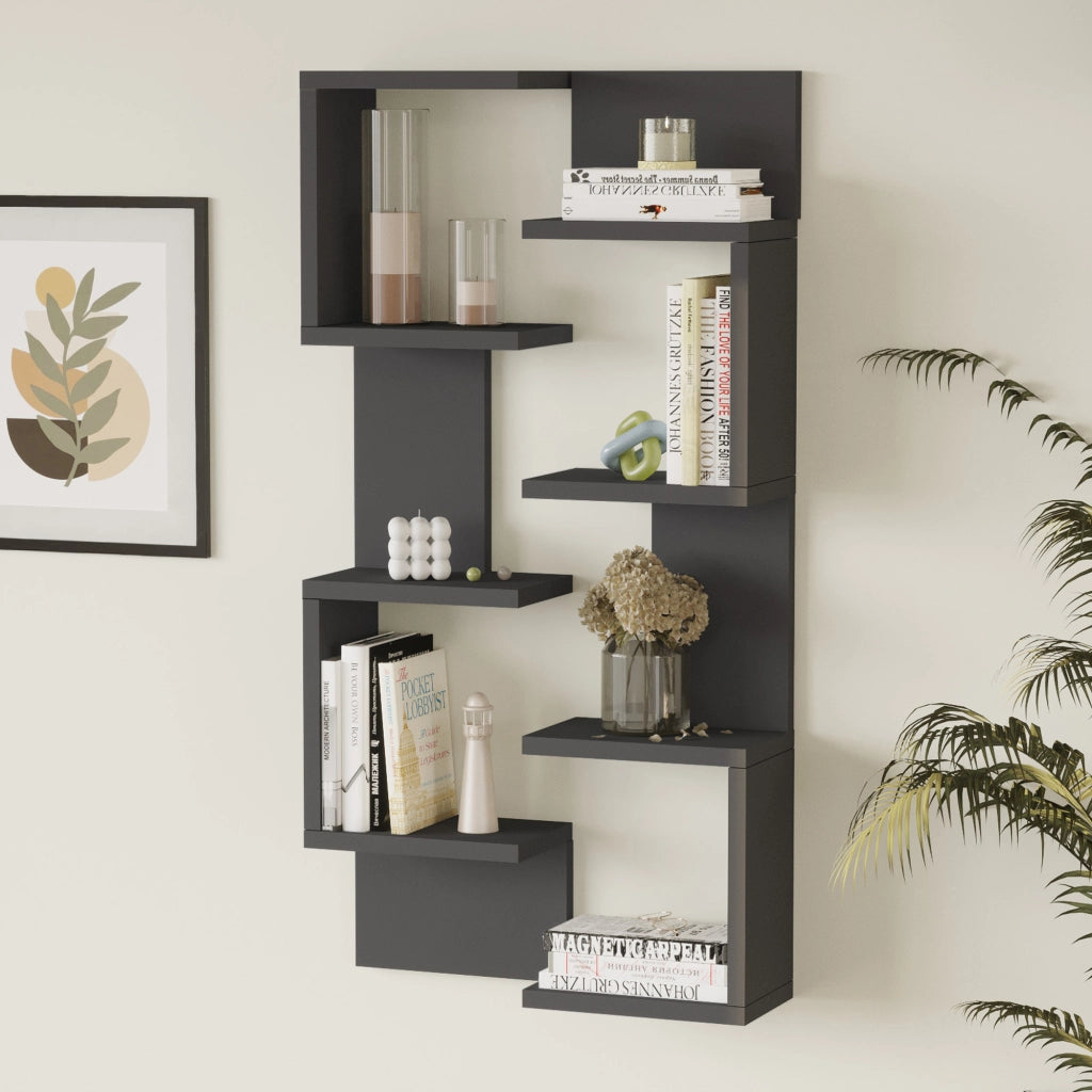Set Omn 2 Scaffali da Parete Libreria a Muro 93x24x15 cm Antracite [en.casa]