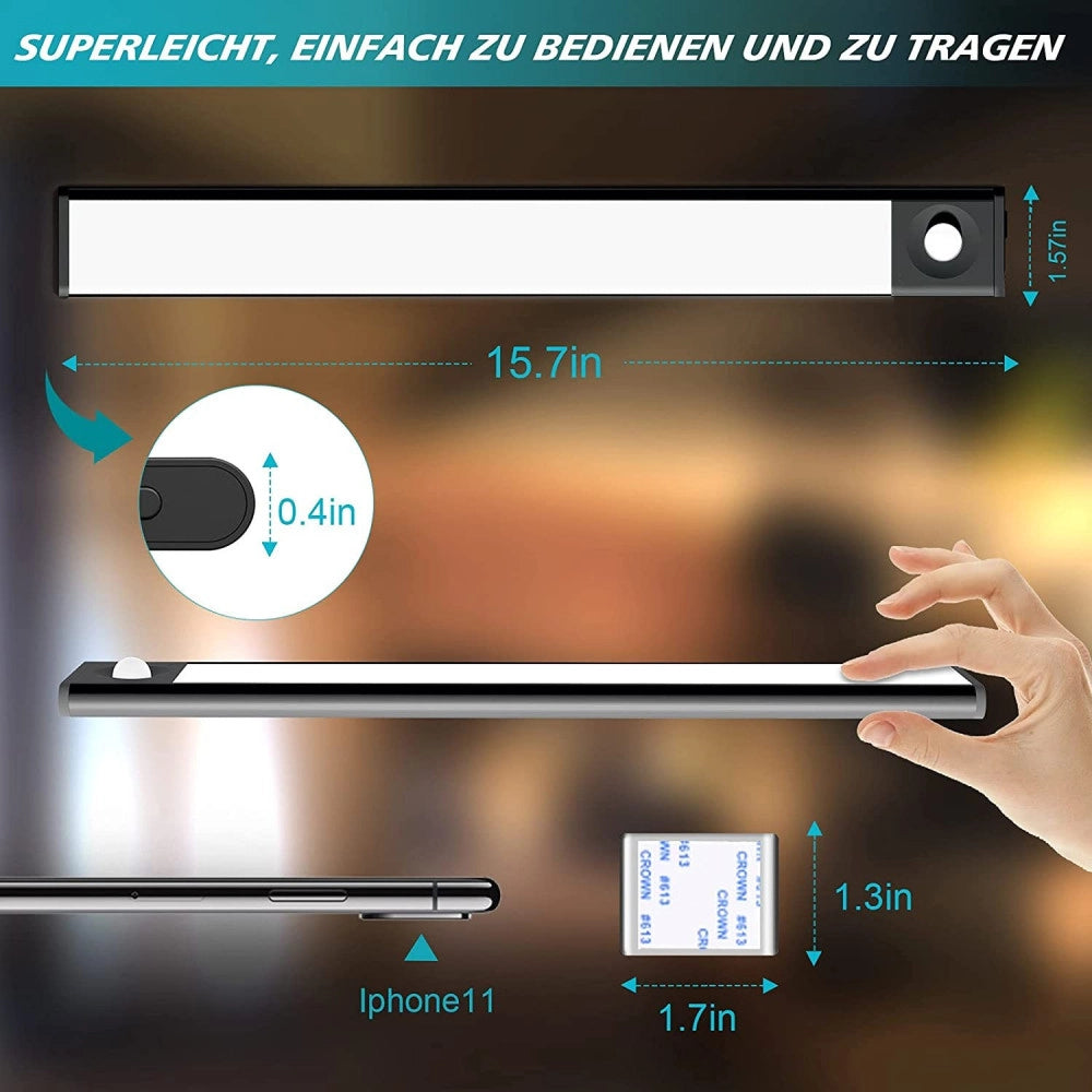Trade Shop - Luce Di Sicurezza Led Batteria Ricaricabile Sensore Movimento Magnetica Q-led80 -