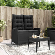 Panca Reclinabile da Giardino con Cuscini-Sgabello-Sedia da esterno Nera in Polyrattan 458888