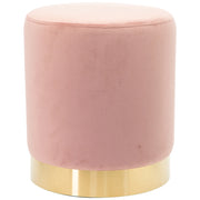 Pouf Poggiapiedi in Velluto Rosa Struttura in MDF 31x31x38 cm Base in Metallo