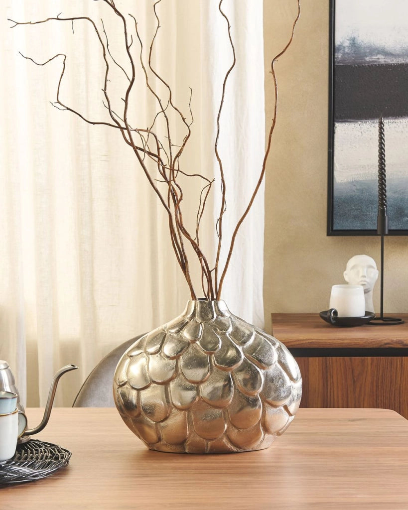 Vaso per fiori in alluminio argento decorativo in metallo rotondo vaso da tavolo decorazione per la casa design moderno