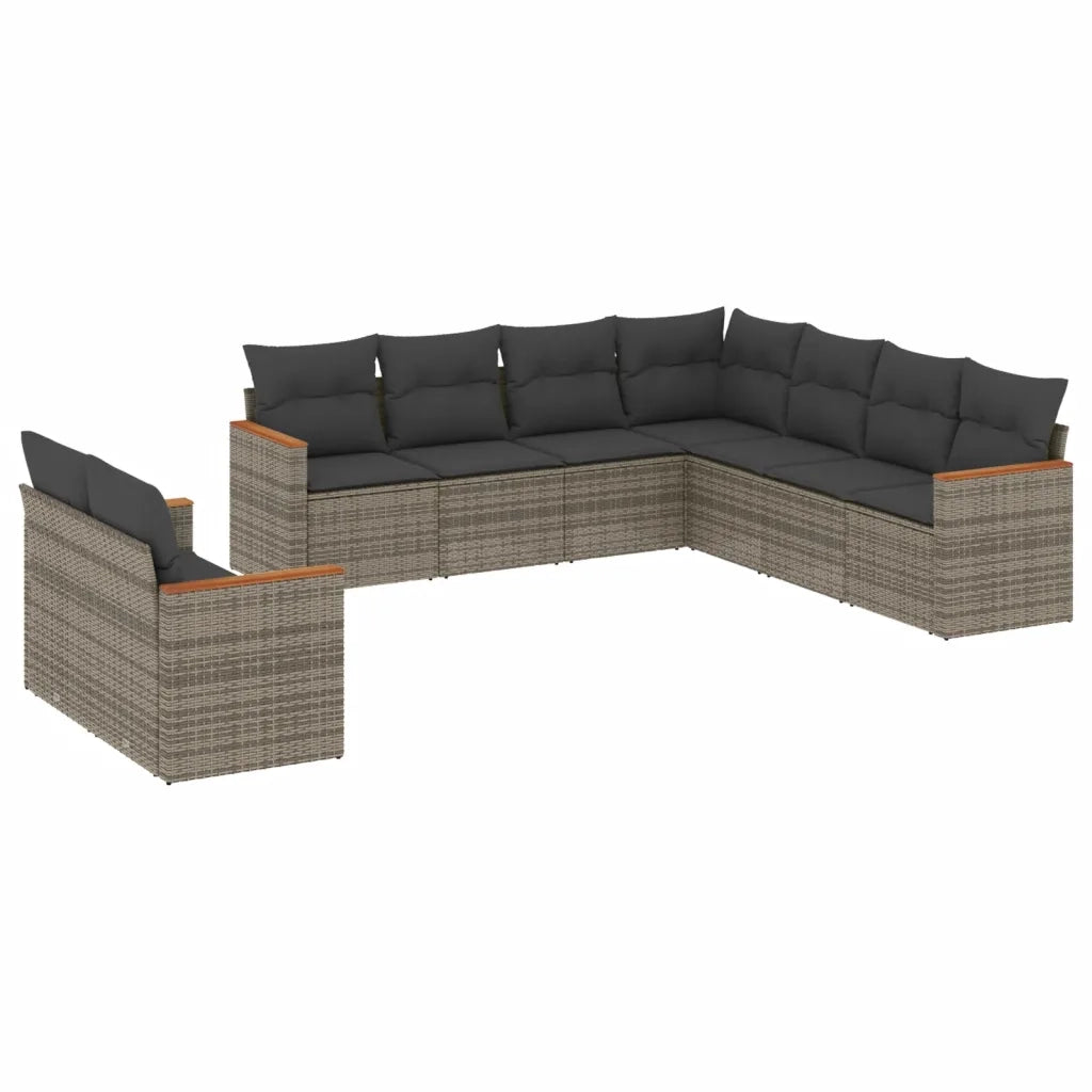Set Divano da Giardino 9 pz con Cuscini Grigio in Polyrattancod mxl 114277