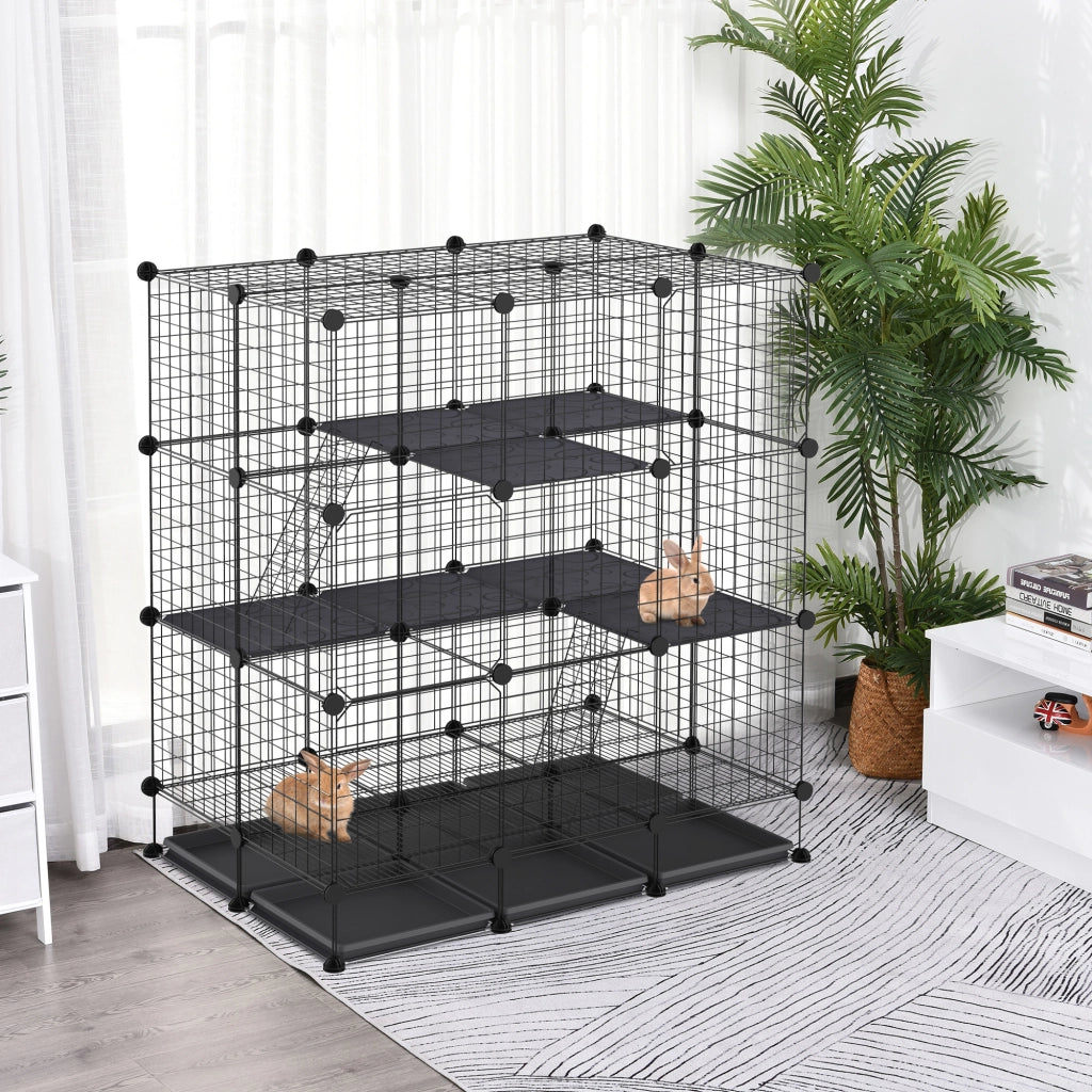 Recinto per roditori modulabile 3 livelli ¨C Minimal ¨C 111x75x119 cm nero