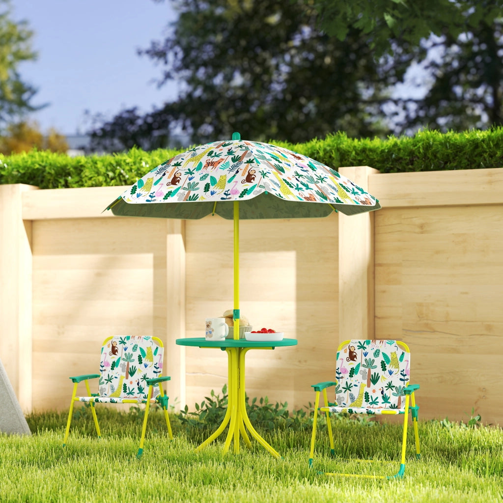Tavolo da Picnic per Bambini con Sedie e Ombrellone ¨C zephmum ¨C Verde