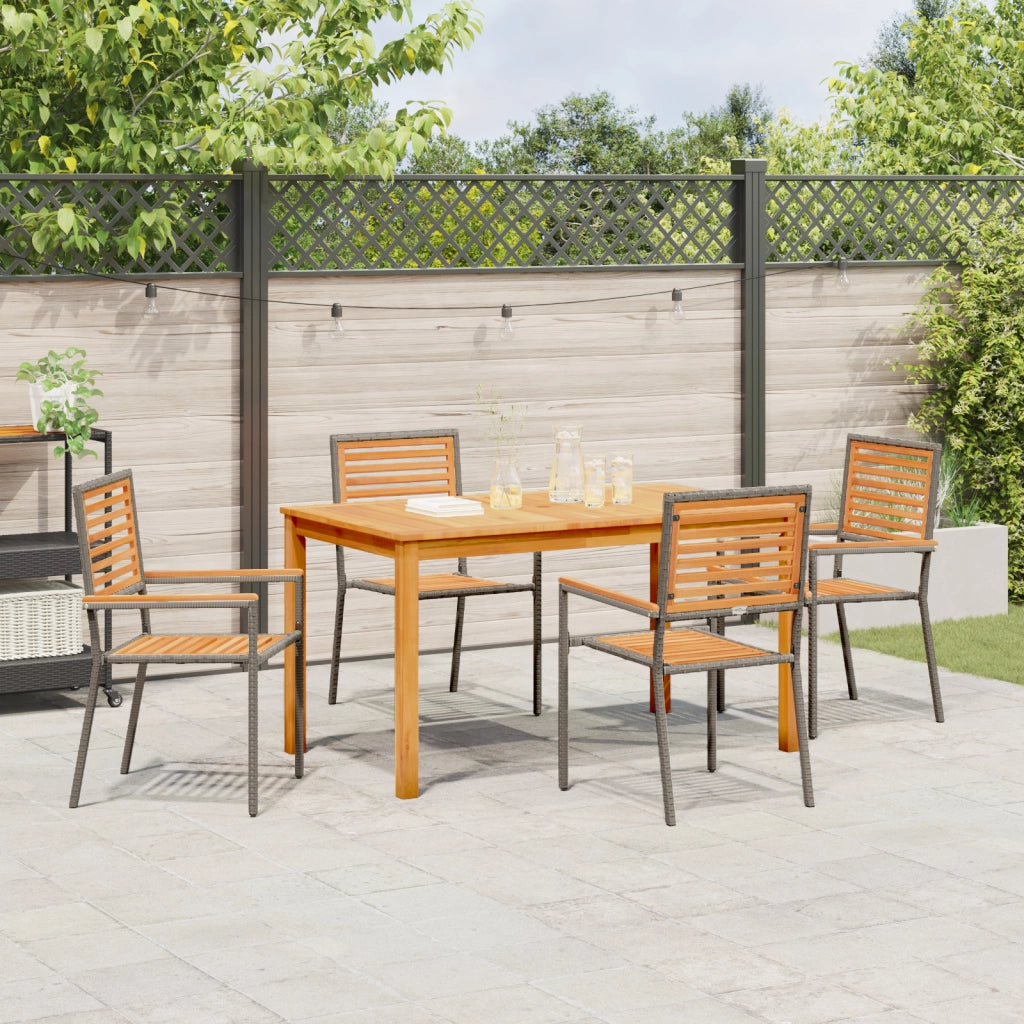 Set da pranzo da giardino 5 pezzi Grigio Poly Rattan Acacia