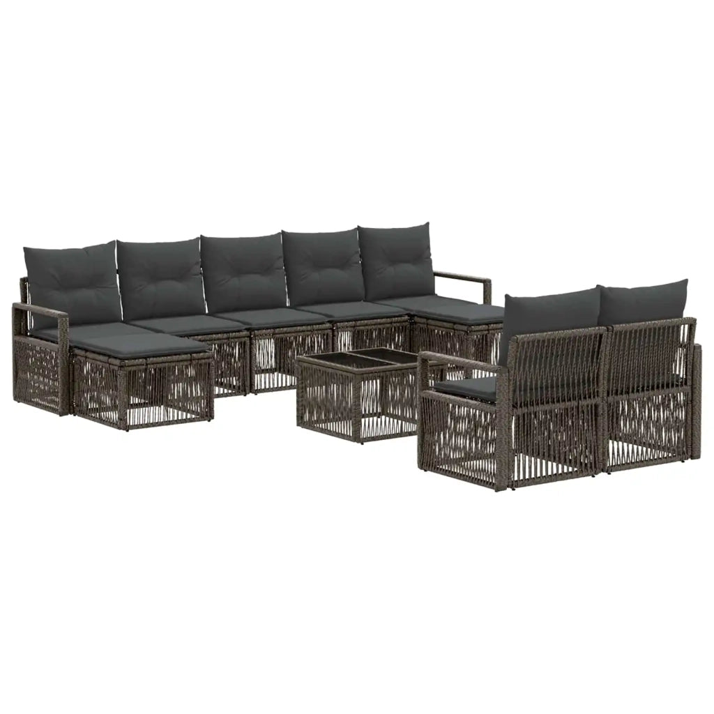 Set Divano da Giardino 10 pcs Grigio polyrattan 3435842