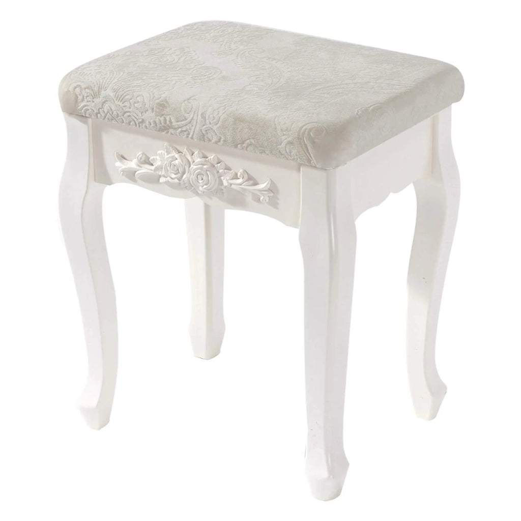 Sgabello da toeletta in legno MDF bianco crema 19_0000469