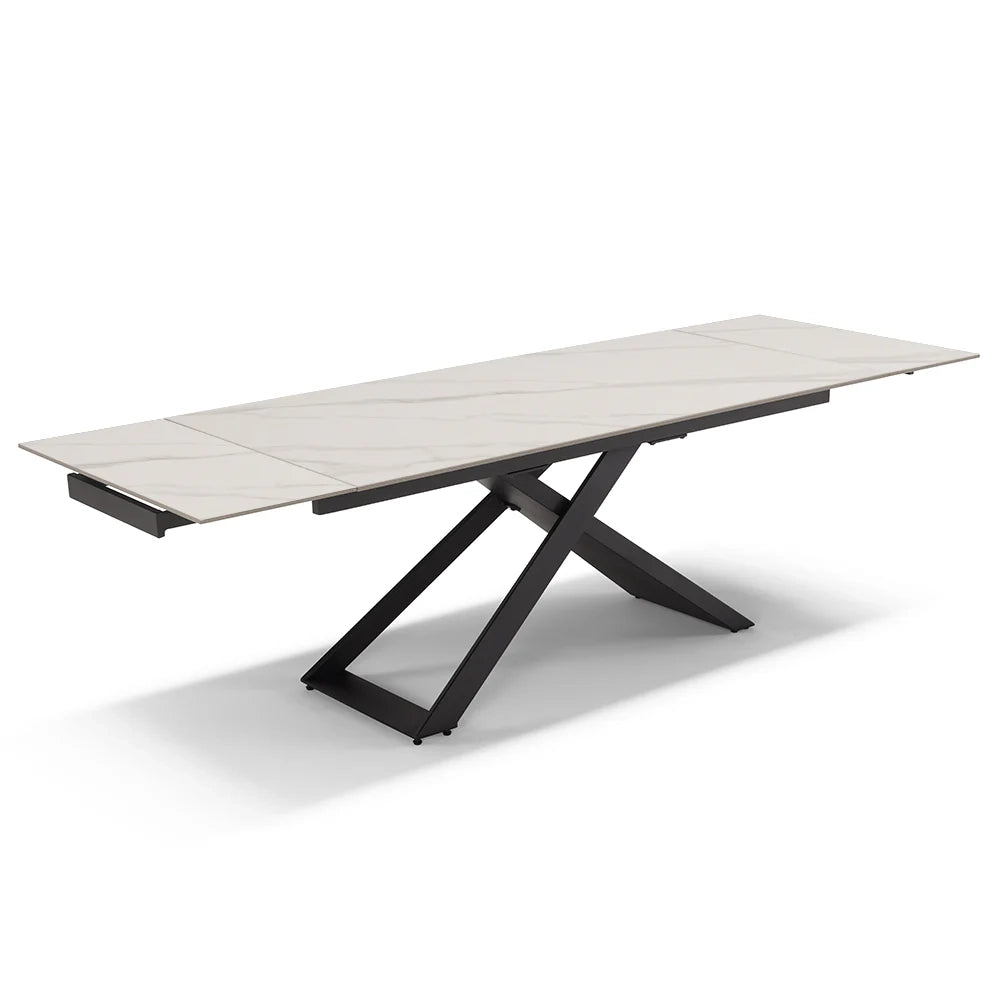 Tavolo allungabile da pranzo Marmo 180x90 HIDRA fino a 260 CM per sala da pranzo, cucina e soggiorno, design moderno con top in grès ceramico