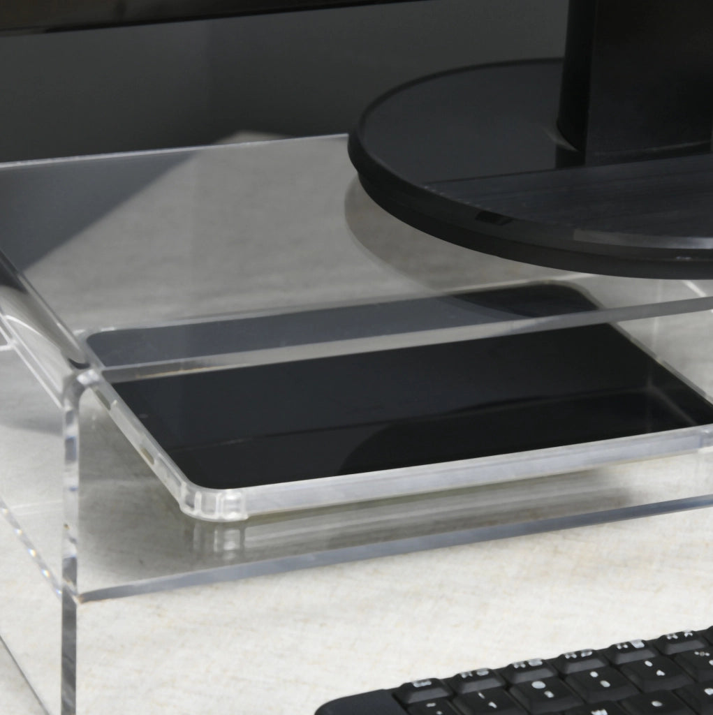 Supporto monitor trasparente 50，8x19x12 cm in acrilico， 2 livelli