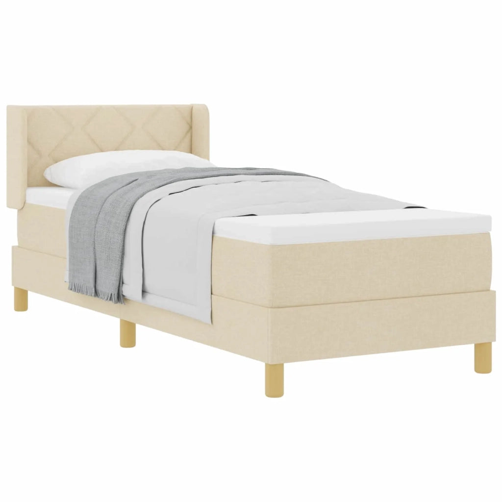 Letto a molle con materasso Crema 200 x 80 cm Tessuto 3341326