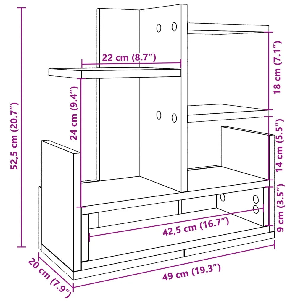 Organizer Scrivania Grigio Cemento 49x20x52,5 cm Multistrato CFW4165038