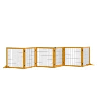Cancelletto per Cani di Piccola/Media Taglia in Legno e Acciaio con 6 Pannelli Pieghevoli, 432x36x70cm