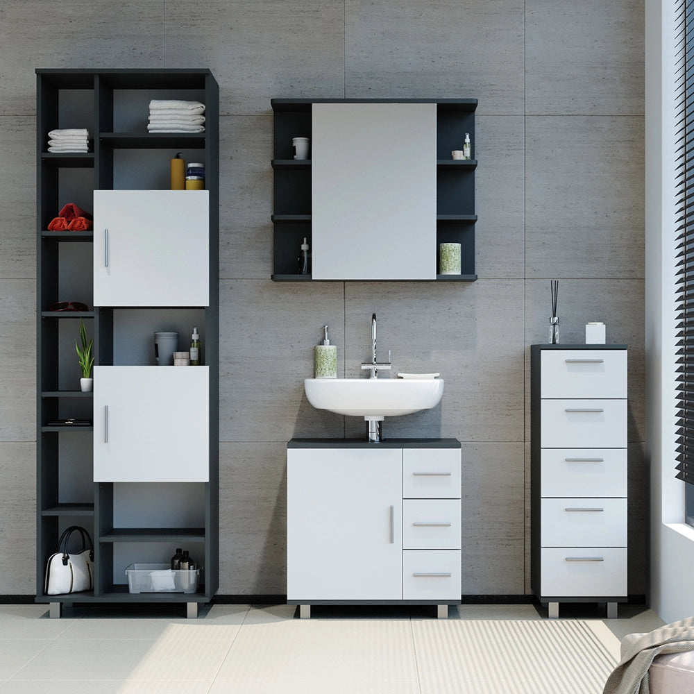 Vicco Cassettiera da bagno Antracite 30 x 95 cm