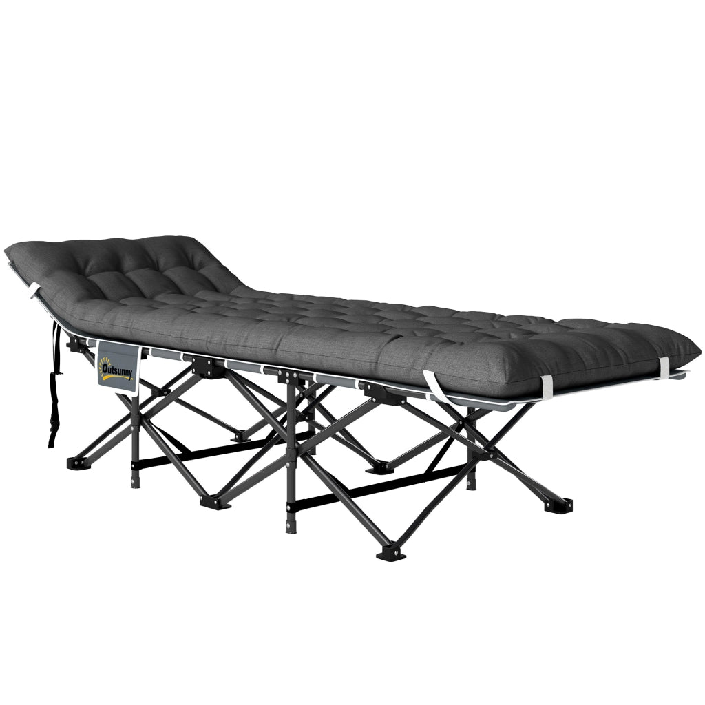 Letto Pieghevole da Campeggio con Materasso ¨C zephmum ¨C Grigio Scuro 186x68x37 cm