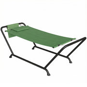 Amaca da Giardino con Supporto, Tasca Laterale e Poggiatesta, in Metallo e Poliestere, 237x90x92 cm, Verde Scuro
