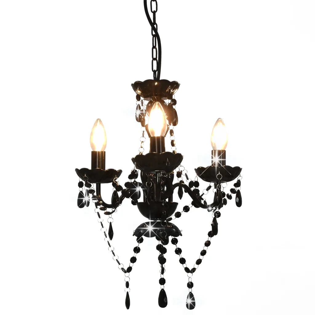 Lampadario con Perline Nero Tondo 3 E14 cod mxl 72757