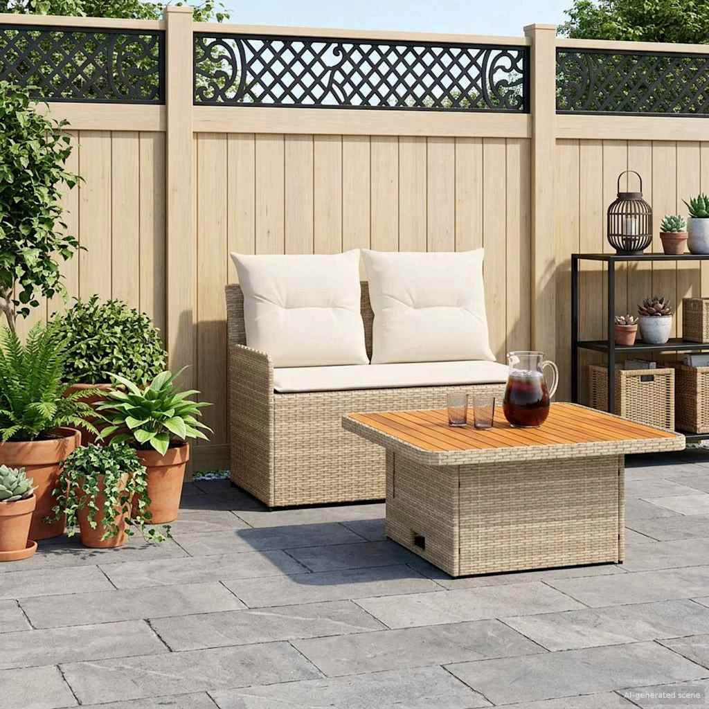 Divano da Giardino con Braccioli e Tavolo Alzabile 2 pz 2 posto 42025380