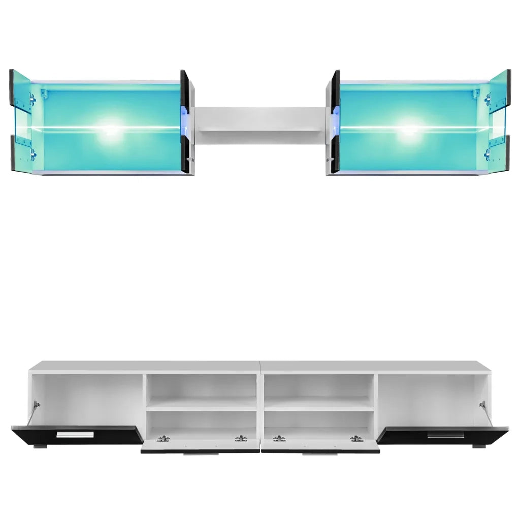 Set Parete Attrezzata Porta TV con Luci LED 5 pz Nero Lucido 246028