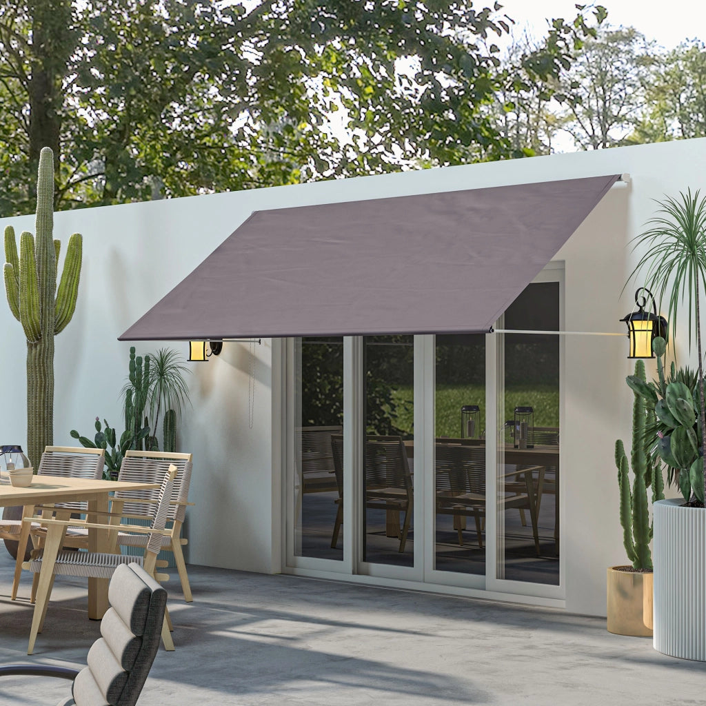 Tenda da sole retrattile a scomparsa ¨C zephmum ¨C 300x120 cm grigio scuro alluminio poliestere