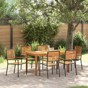 Set da Pranzo per Giardino 7 pcs Nero Legno di Acacia Massello 3365538