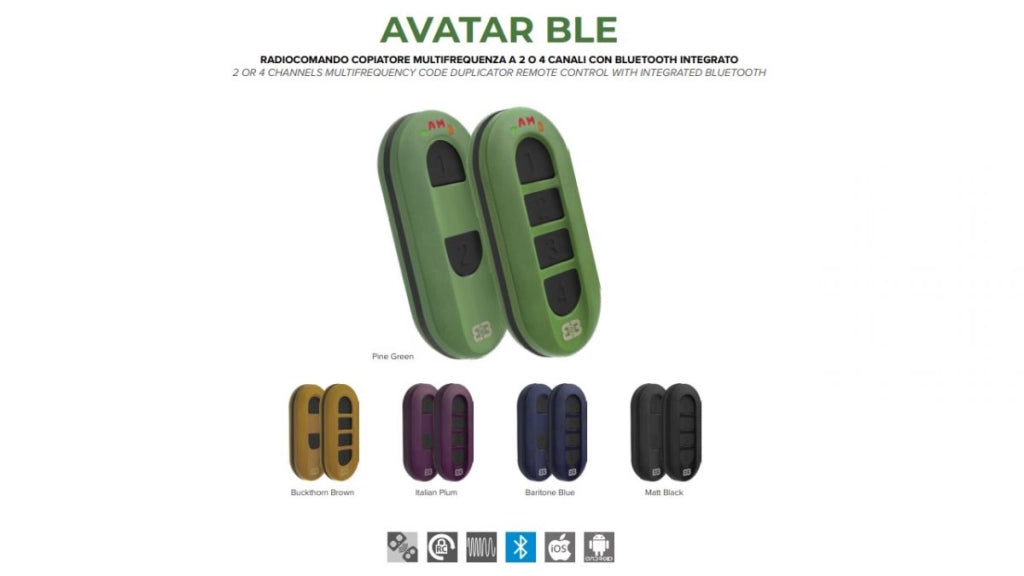 Radiocomando Telecomando Smart Bluetooth Universale 4 Canali 433-868 MHz Rolling Code Italian Plum AVATAR BLE