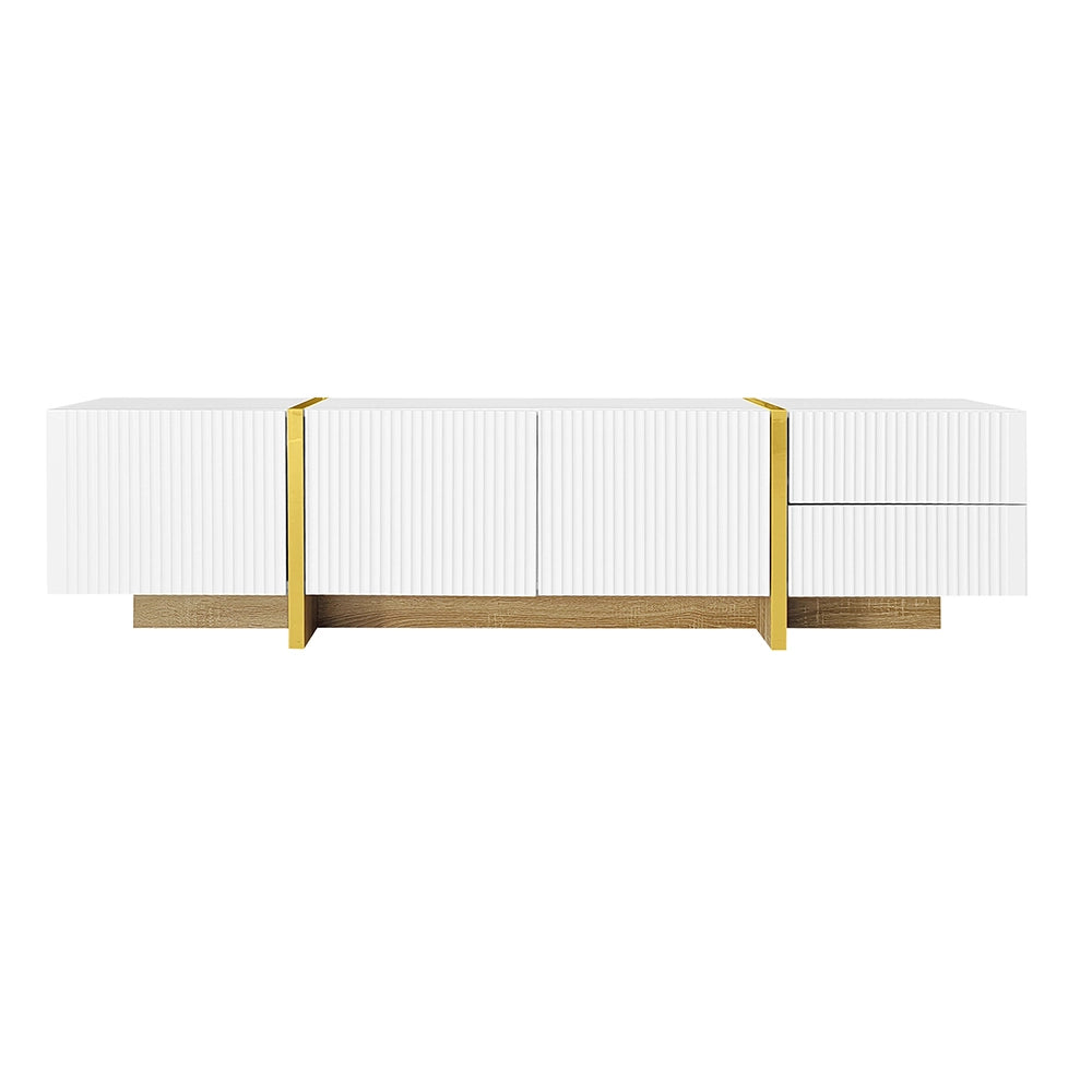 Mobile TV con 3 porte e 2 cassetti - Xylo - Bianco e oro