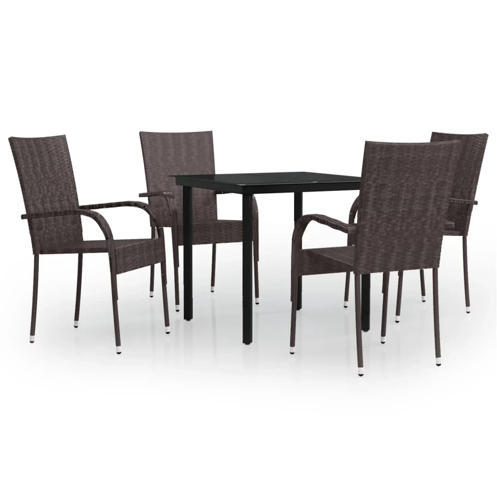Set da pranzo da esterno 5 pezzi marrone e nero 02_0013564