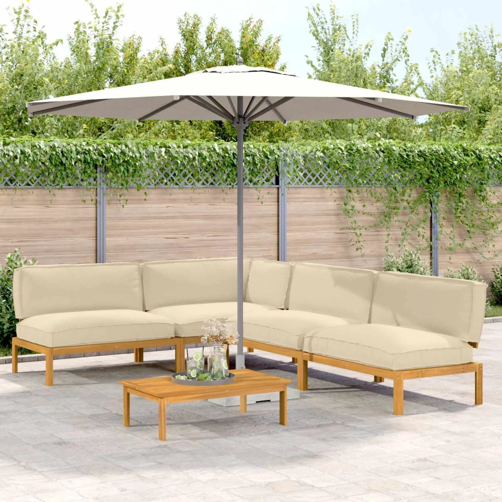 Set di divani con cuscino 5 pcs Beige Legno di Acacia Massello 3418507