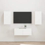 Set mobile TV Montaggio a parete 2 pcs Bianco Legno multistrato