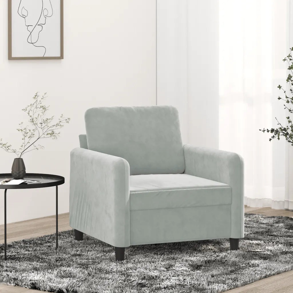 Poltrona-Divano Sedia Grigio Chiaro 60 cm Velluto 441741