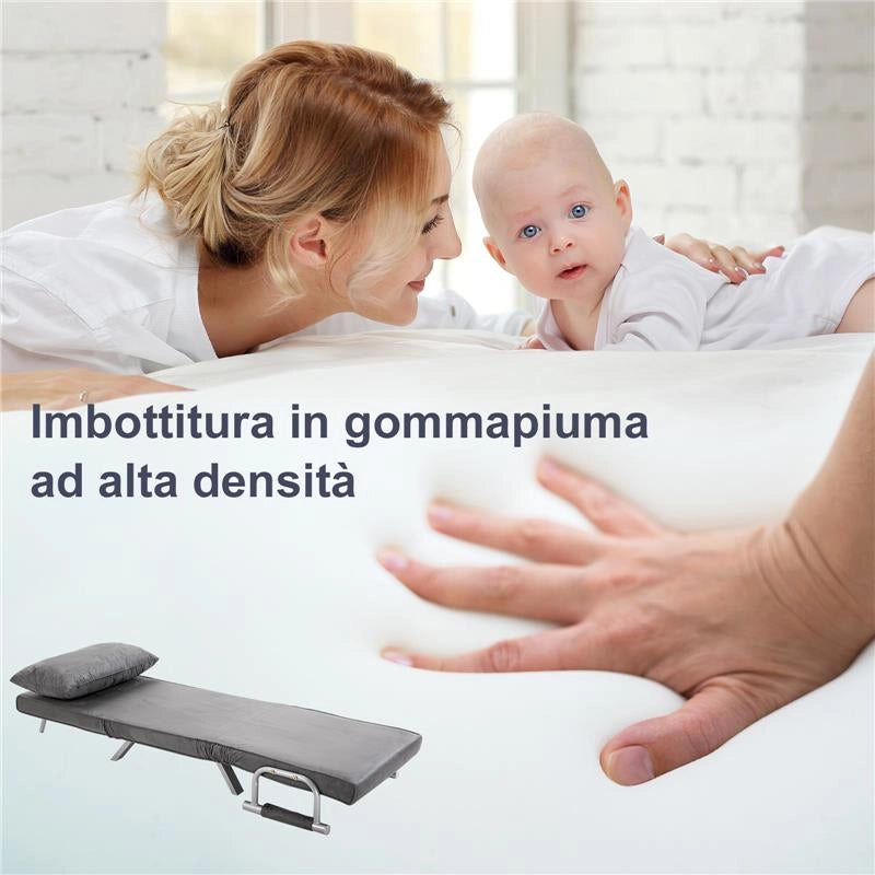 POLTRONA LETTO TRASFORMABILE CON RIVESTIMENTO IN MICROFIBRA GRIGIO SCURO