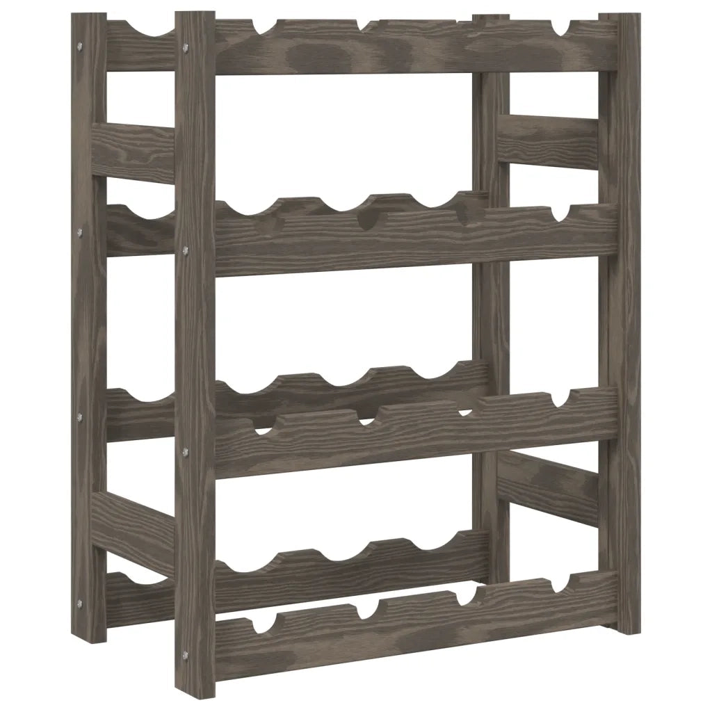 Portabottiglie per 16 Bottiglie Grigio Legno Massello di Pino CFW5967205