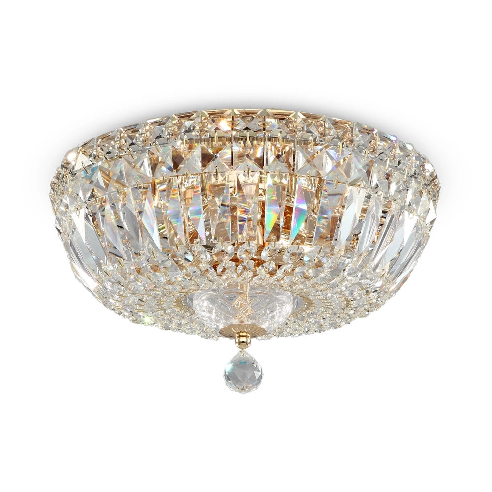 Plafoniera Contemporanea Basfor Metallo Oro 3 Luci Diffusori Tessile
