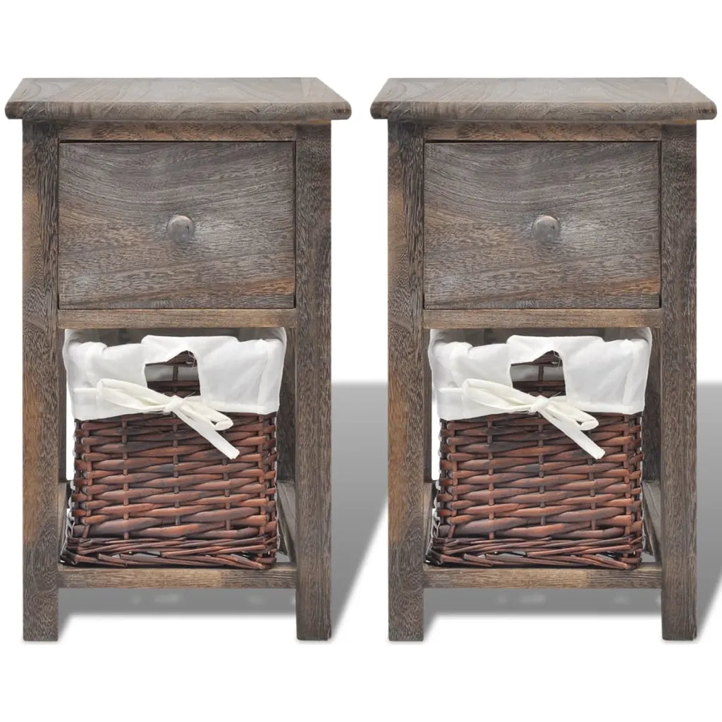Comodino da Notte Set 2 pz-Set di 2 Tavolino da notte in Legno Marrone