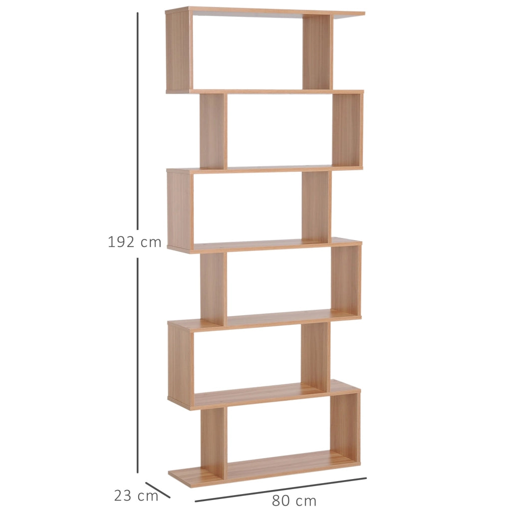 Libreria Design Moderno in Legno con 6 Ripiani Legno Naturale 80x23x192 cm
