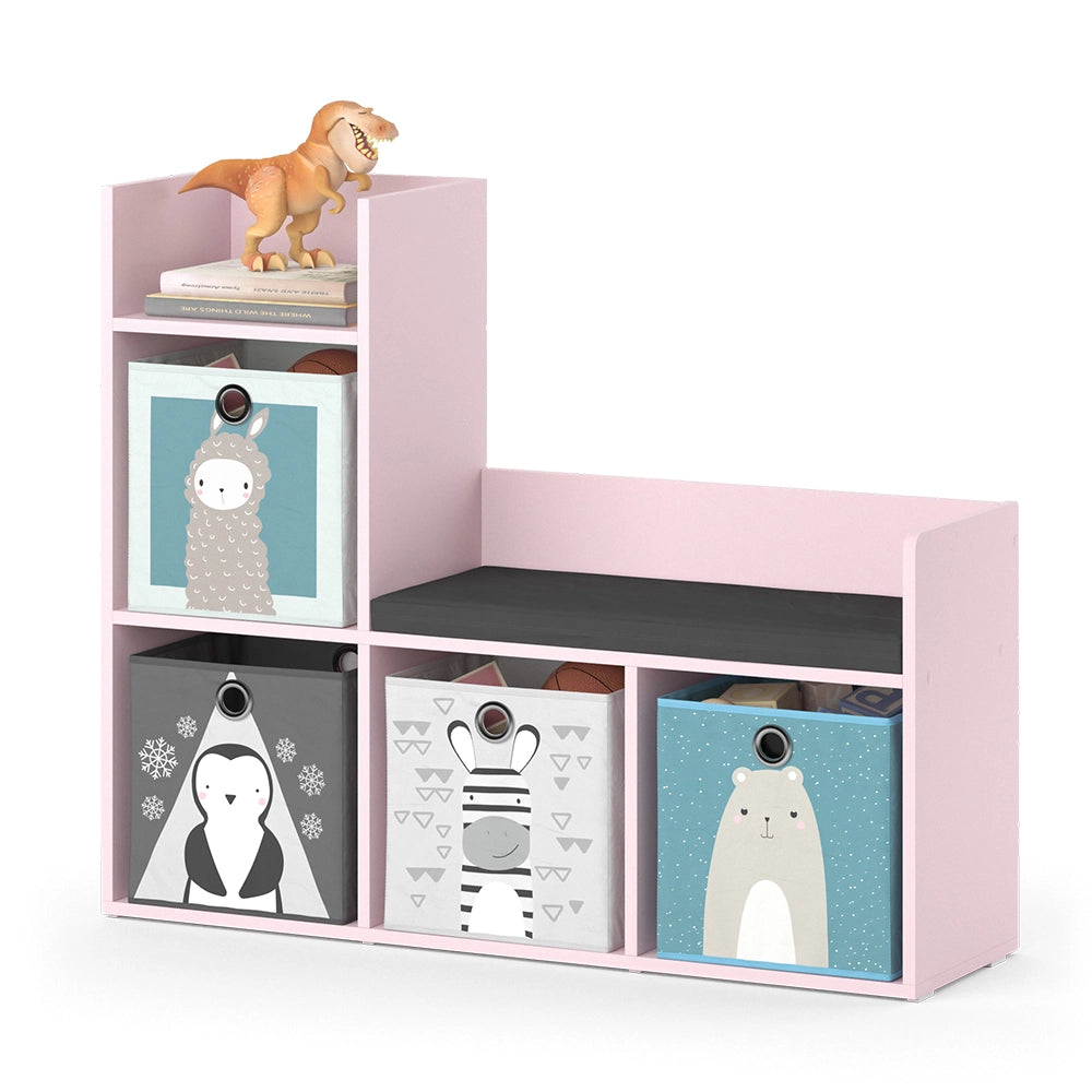 Vicco Libreria bambini rosa 107.2 x 88.6 cm con 2 scatole pieghevoli (grigio)