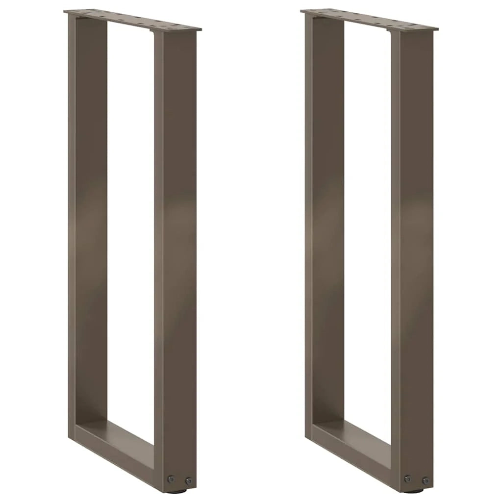 Set di 2 gambe per tavolo consolle a forma di U 38 x 72 cm con piedini regolabili design moderno acciaio naturale 02_0057415