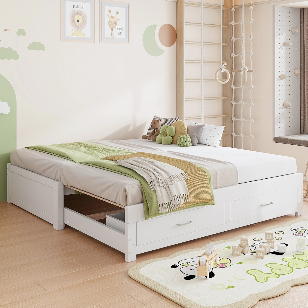 Letto estraibile 90 × 190 cm et 180 × 190 cm con 2 cassetti, senza materasso, in legno, bianco