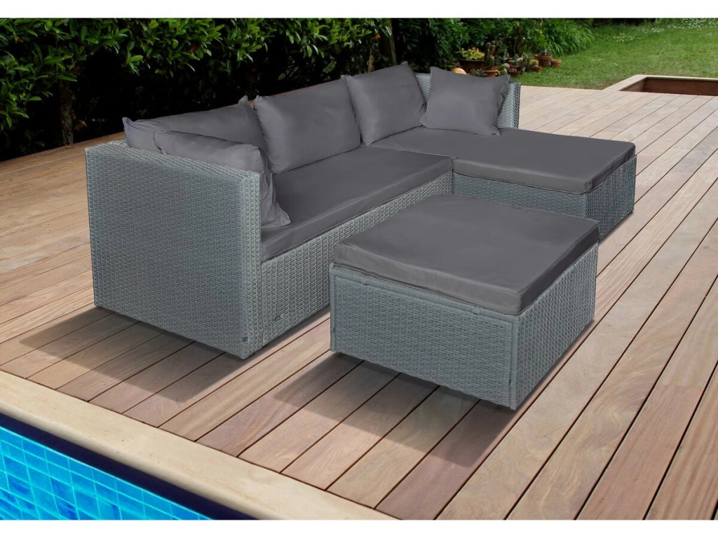 Mobile da giardino basso in resina intrecciata "Diya" 3 posti - Grigio